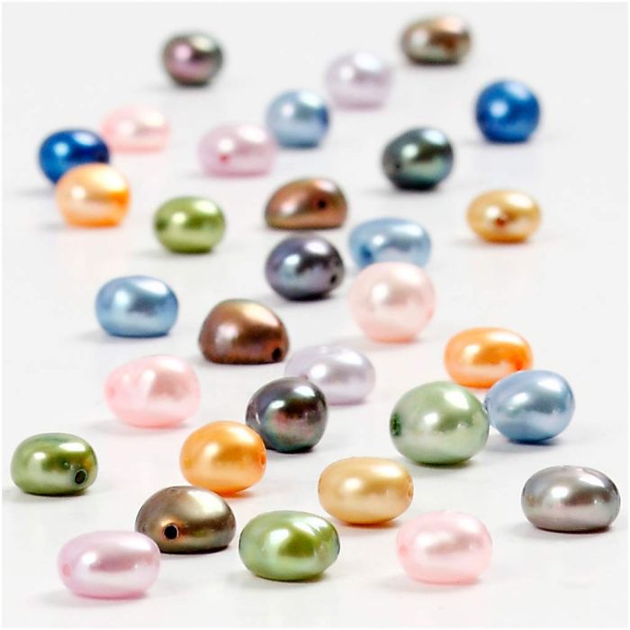 Freshwater Pearls, size 5-6 mm, hole size 0,5 mm, 40 cm/ 1 pack