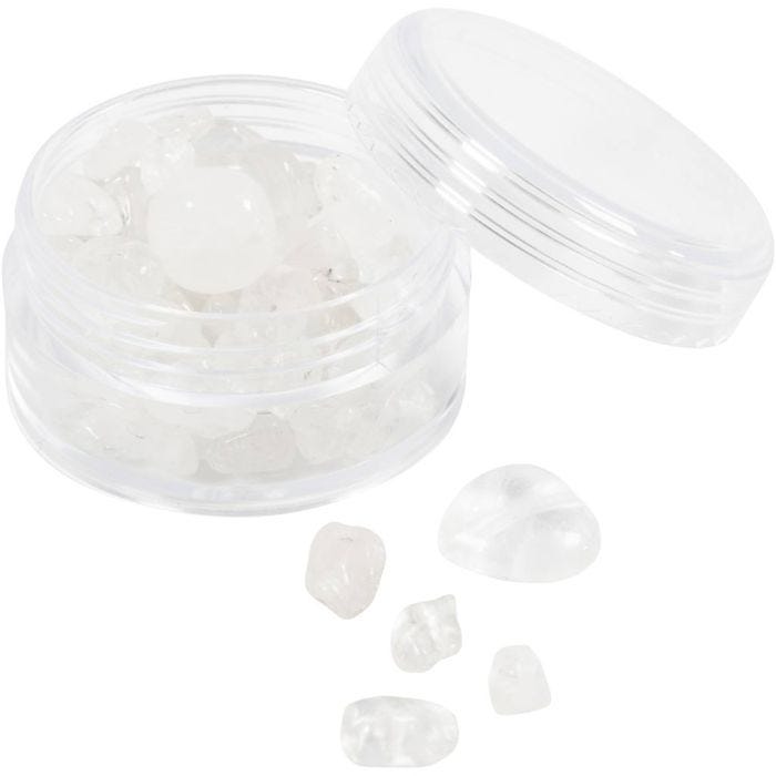 Crystal beads, Clear quartz, dia. 7-12 mm, hole size 1 mm, transparent colours, 63 pc/ 1 pack