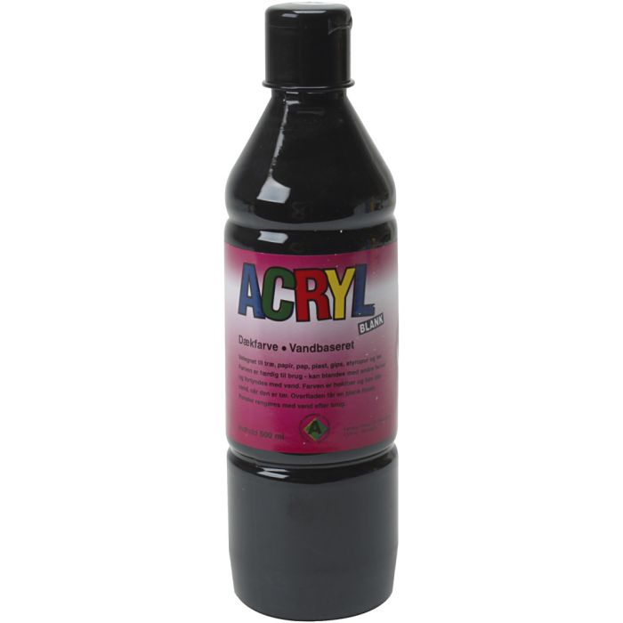 Acrylic Paint, black, 500 ml/ 1 bottle