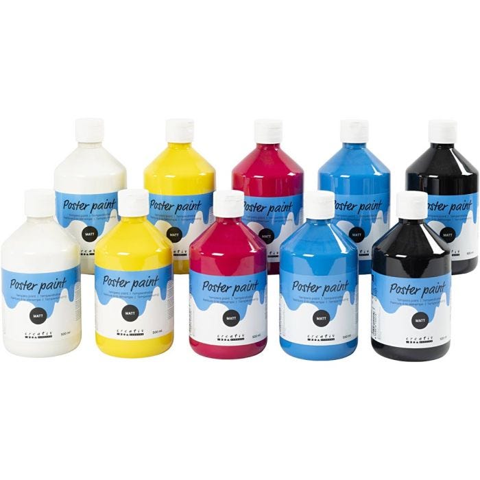 Poster paint Matte, primary colours, 10x500 ml/ 1 pack