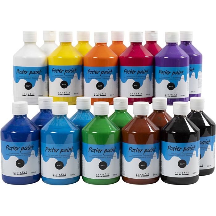 Poster paint Matte, assorted colours, 20x500 ml/ 1 pack