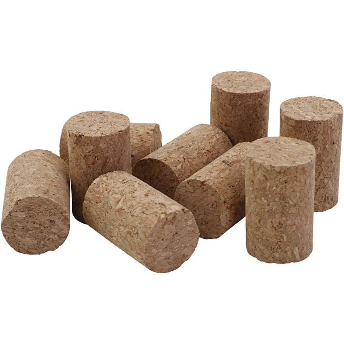 Cork, H: 4 cm, dia. 2.5 cm, size 4x2,5 cm, 50 pc/ 1 pack