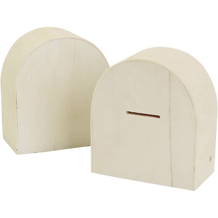 Wooden money box, size 10x9 cm, 12 pc/ 1 pack
