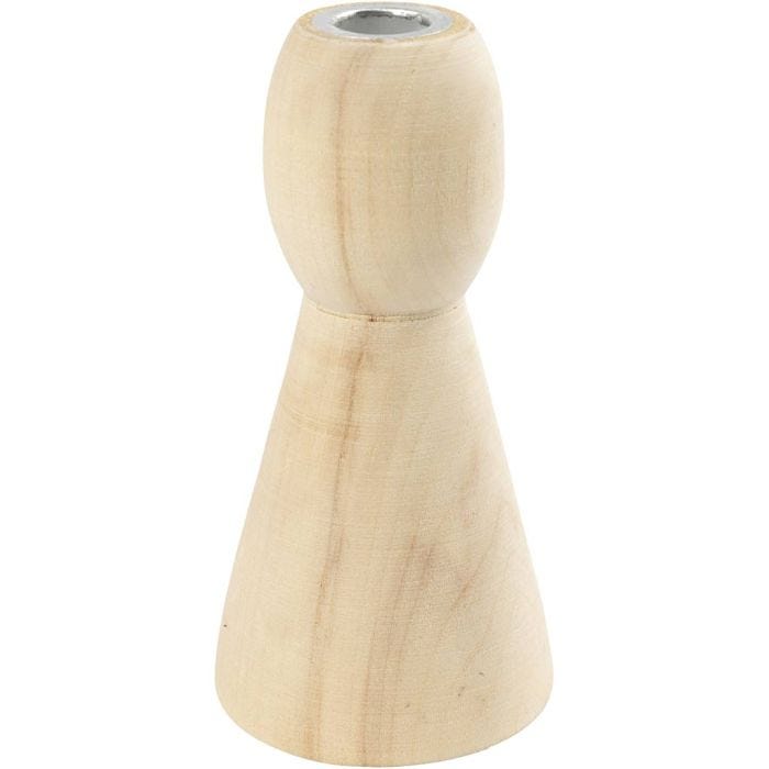 Conical wooden candle holders, 9,5 cm, 1 pc