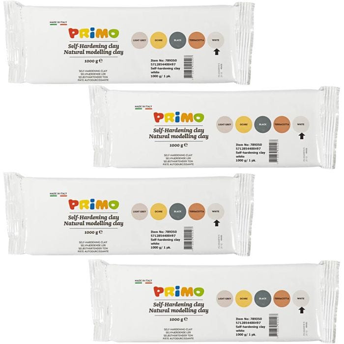 Self-Hardening Clay, white, 4x1000 g/ 1 pack