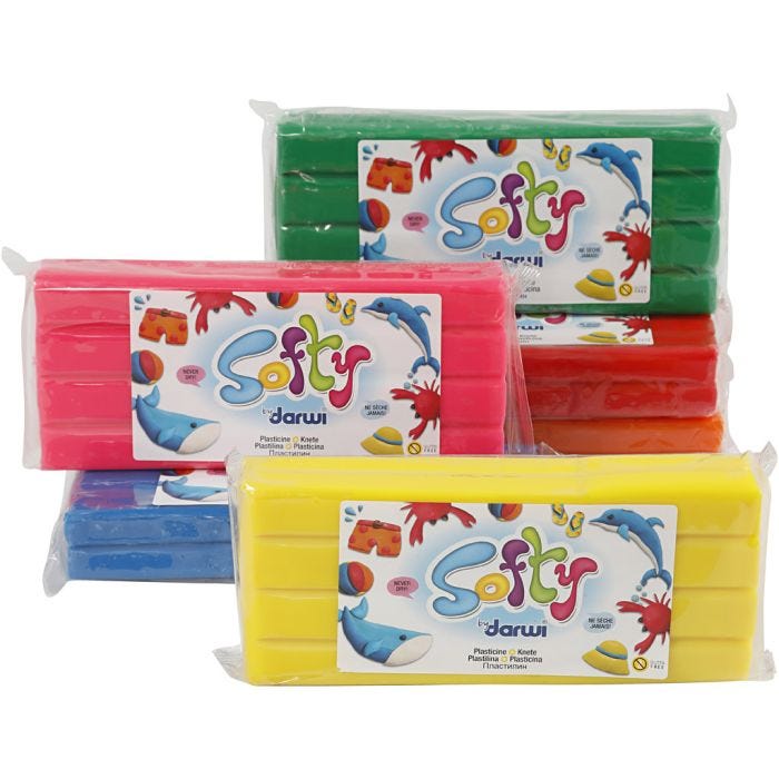 Softy Modelling Clay, assorted colours, 6x500 g/ 1 pack