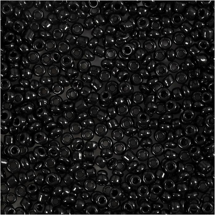 Seed Beads, dia. 2 mm, size 12/0, hole size 0,8 mm, black, 25 g/ 1 pack
