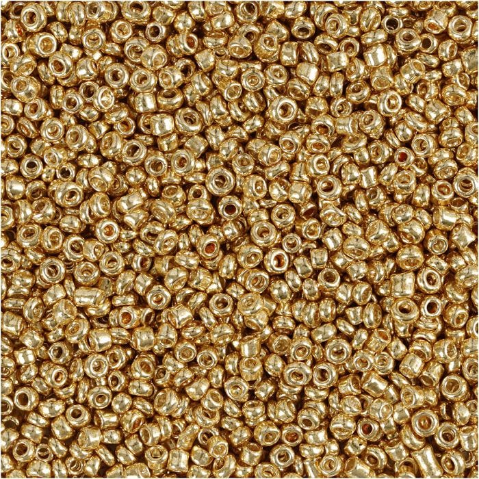Rocaille Seed Beads, dia. 1,7 mm, size 15/0, hole size 0,5-0,8 mm, brass, 25 g/ 1 pack