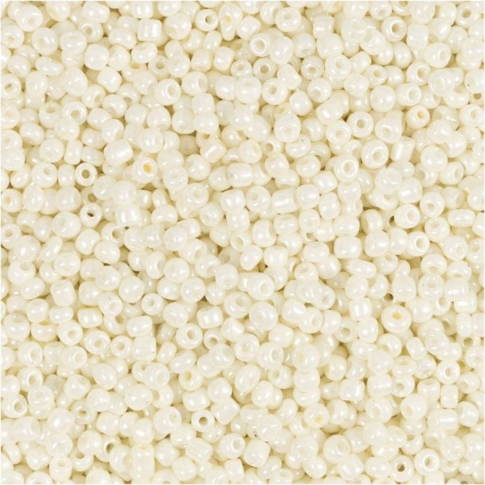 Rocaille Seed Beads, dia. 1,7 mm, size 15/0, hole size 0,5-0,8 mm, mother-of-pearl, 25 g/ 1 pack
