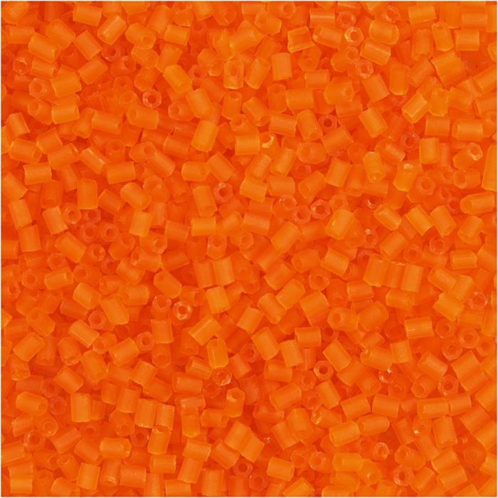 Rocaille Seed Beads 2-cut, dia. 1,7 mm, size 15/0 , hole size 0,5 mm, transparent orange, 25 g/ 1 pack