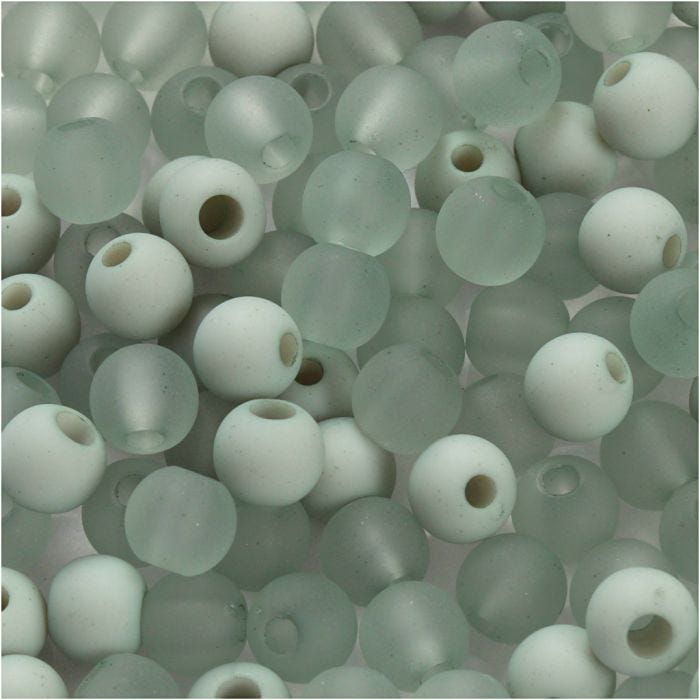 Plastic Beads, dia. 6 mm, hole size 2 mm, light green, 40 g/ 1 pack