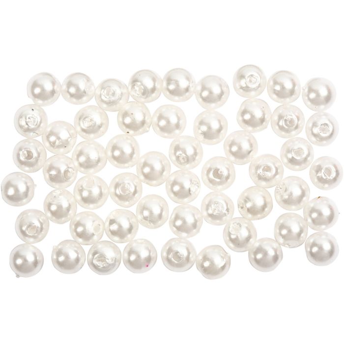 Wax Beads, dia. 5 mm, hole size 0,7 mm, mother-of-pearl, 100 pc/ 1 pack