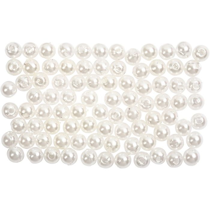 Wax Beads, dia. 4 mm, hole size 0,7 mm, mother-of-pearl, 150 pc/ 1 pack