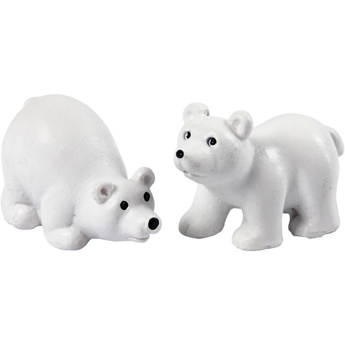 Miniature figurines, H: 30 mm, L: 45 mm, white, 2 pc/ 1 pack