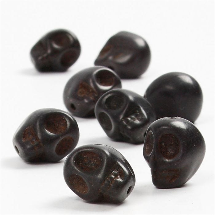 Howlite Beads, dia. 12 mm, hole size 1,5 mm, black, 32 pc/ 1 pack