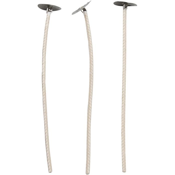 Wicks for Candles in Containers, Suitable for containers with a diameter of 20–65 mm, L: 10 cm, thickness 2 mm, 50 pc/ 1 pack