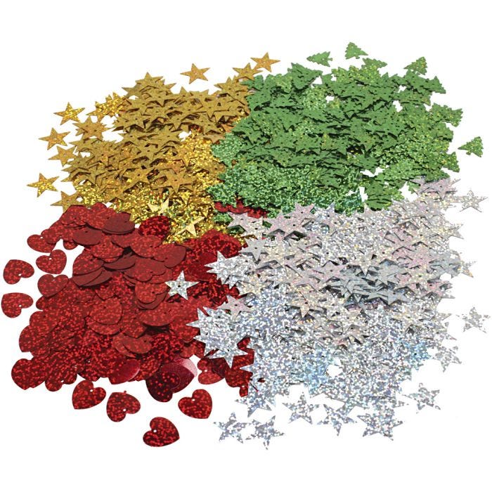 Christmas sequins, size 14-16 mm, 4x20 g/ 1 pack