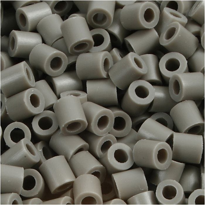 Fuse Beads, size 5x5 mm, hole size 2,5 mm, medium, ash-coloured (32226), 1100 pc/ 1 pack