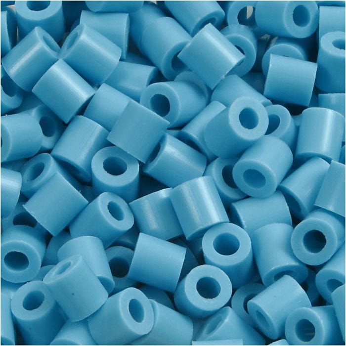 Fuse Beads, size 5x5 mm, hole size 2,5 mm, medium, turquoise (32256), 1100 pc/ 1 pack