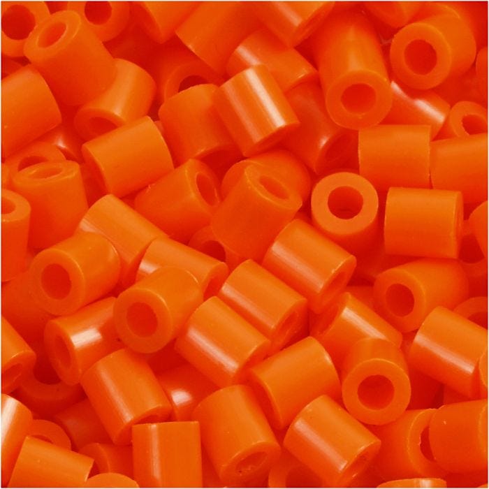 Fuse Beads, size 5x5 mm, hole size 2,5 mm, medium, clear orange (32233), 1100 pc/ 1 pack