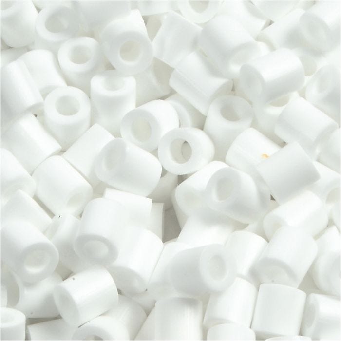 Fuse Beads, size 5x5 mm, hole size 2,5 mm, medium, white (32221), 6000 pc/ 1 pack