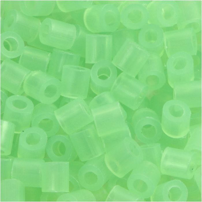 Fuse Beads, size 5x5 mm, hole size 2,5 mm, medium, neon green (32237), 6000 pc/ 1 pack