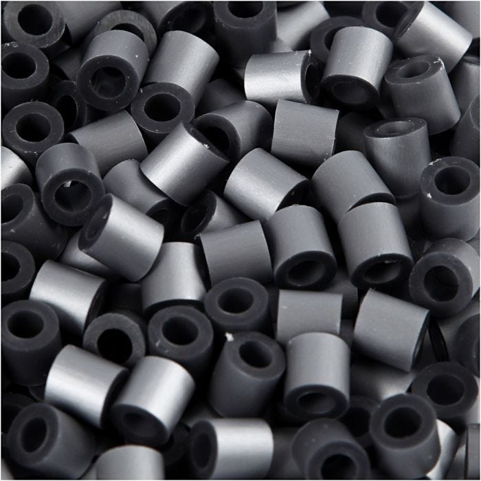 Fuse Beads, size 5x5 mm, hole size 2,5 mm, medium, silver (32262), 1100 pc/ 1 pack