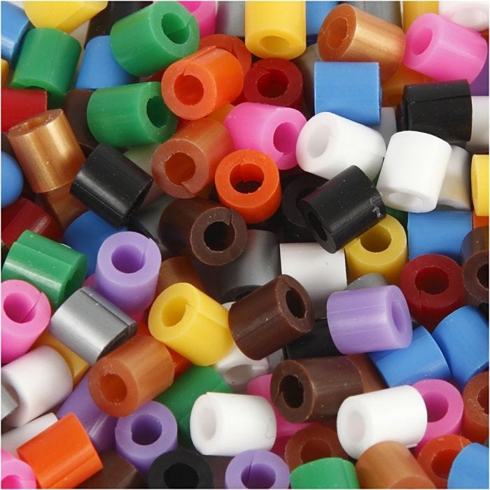 Fuse Beads with a Split, size 5x5 mm, hole size 2,5 mm, medium, standard colours, 1100 asstd./ 1 pack