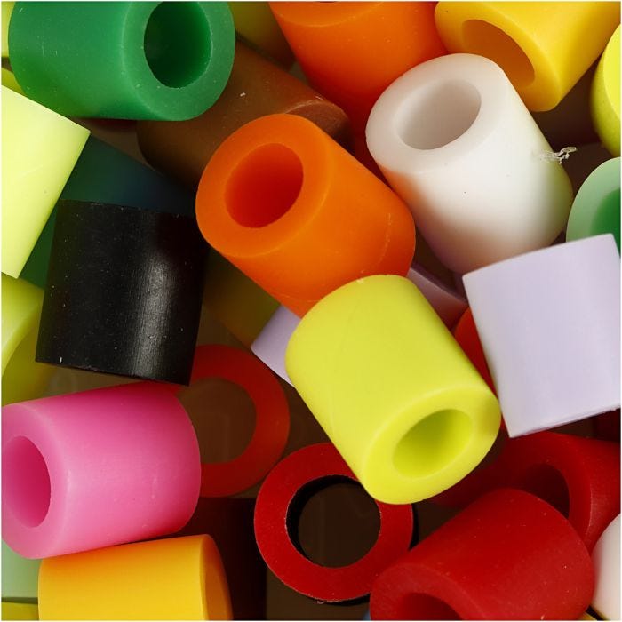 Fuse Beads, 10x10 mm, 5,5 mm, JUMBO, additional colours, 550asstd./ 1 pack