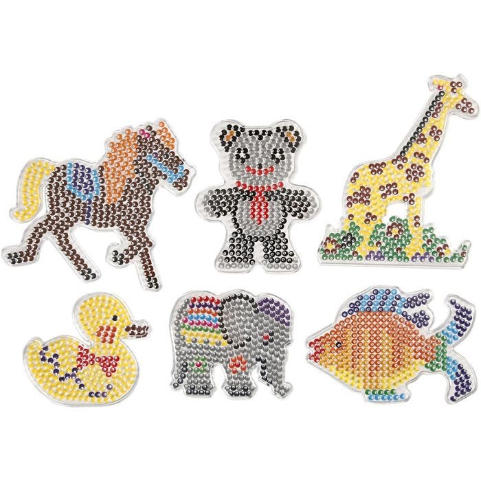 Peg Board, duck, elephant, giraffe, bear, horse and fish., size 10x11-13x16,5 cm, medium, 6 pc/ 1 pack