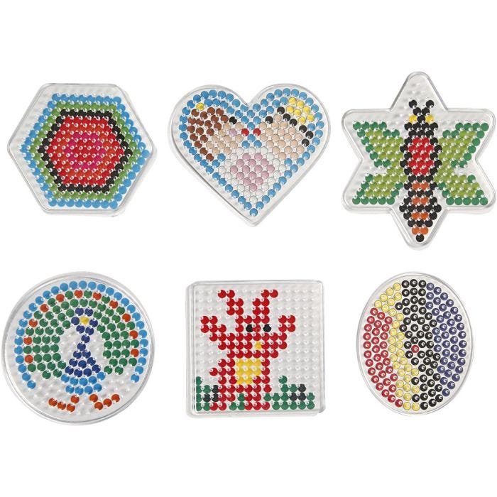 Peg Board, oval, heart, hexagon, circle, square and star., size 7x7,5-10,5x9,5 cm, medium, 6 pc/ 1 pack