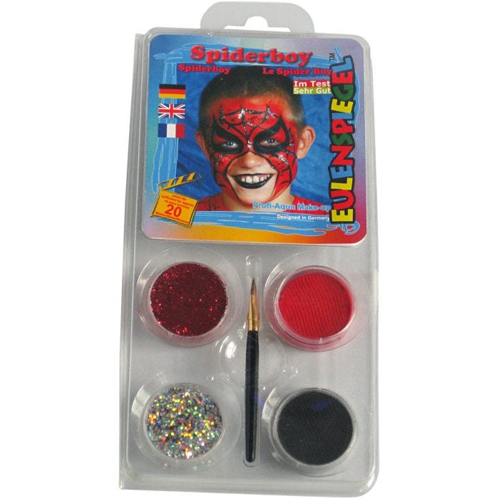 Eulenspiegel Face Paint - Motif Set, spiderman, assorted colours, 1 set
