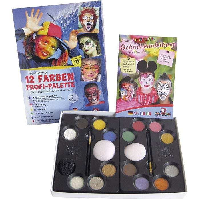 Water Makeup Set with step-by-step, assorted colours, 1 set
