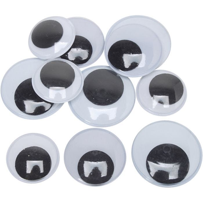 Wiggly Eyes, size 30+35+40 mm, Maxi, 150 pair, 300 pc/ 1 pack