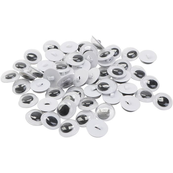 Googly Eyes, sew-on, size 10 mm, 50 pair, 100 pc/ 1 bag