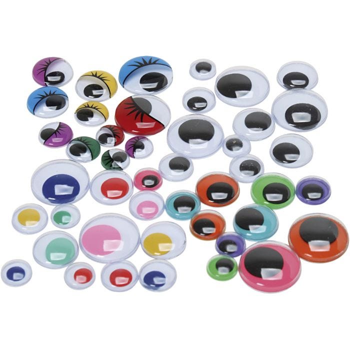 Googly Eyes, size 9,5-19 mm, 4 sales units, 500 pc/ 1 pack