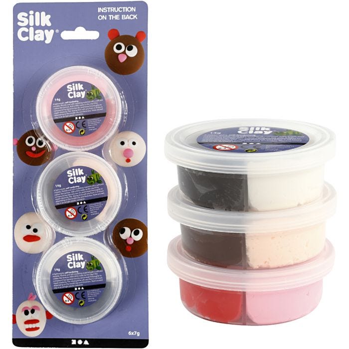 Silk Clay®, assorted colours, 6x7 g/ 1 pack
