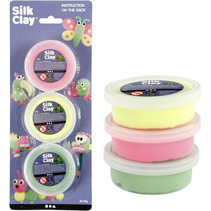Silk Clay®, light green, neon pink, neon yellow, 3x14 g/ 1 pack