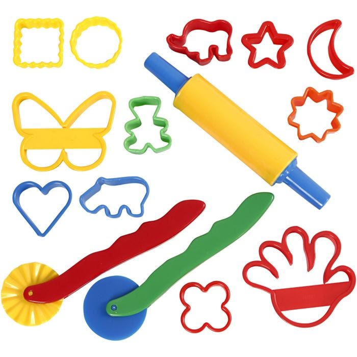 Modelling tools and cutters, size 3,5x3,5-7x9 cm, assorted colours, 15 pc/ 1 pack