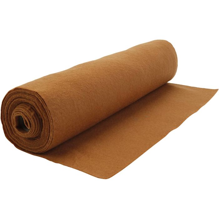 Craft felt, W: 45 cm, thickness 1,5-2 mm, 180-200 g, light brown, 5 m/ 1 roll