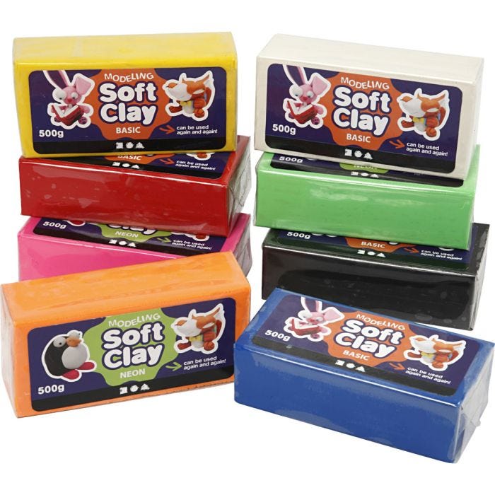 Modelling Clay, assorted colours, 8x500 g/ 1 pack