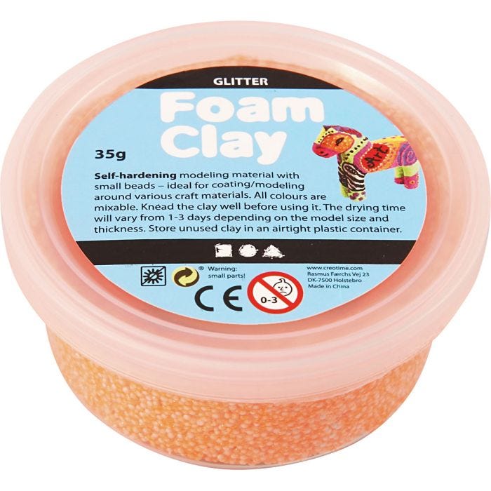 Foam Clay®, glitter, orange, 35g/ 1 tub