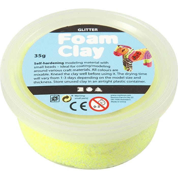 Foam Clay®, glitter, yellow, 35g/ 1 tub