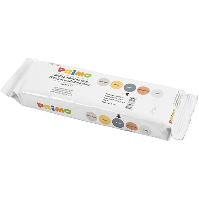Self-Hardening Clay, black, 12x1000 g/ 1 pack
