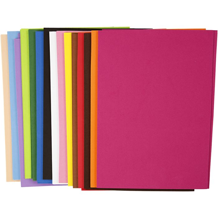 EVA foam, A4, sheet 210x297 mm, thickness 2 mm, 30 ass sheets/ 1 pack