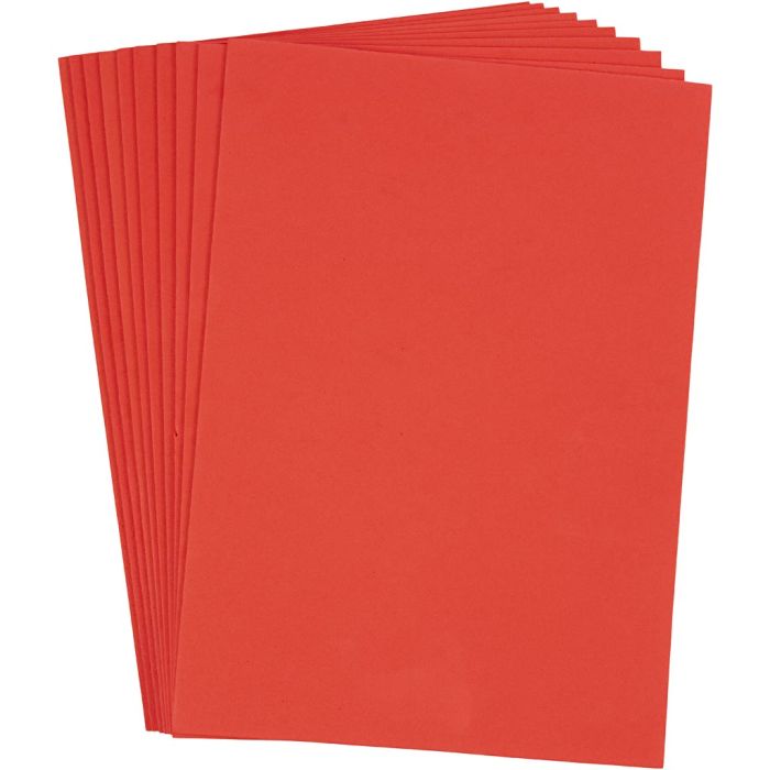 EVA foam, A4, sheet 210x297 mm, thickness 2 mm, red, 10 sheet/ 1 pack