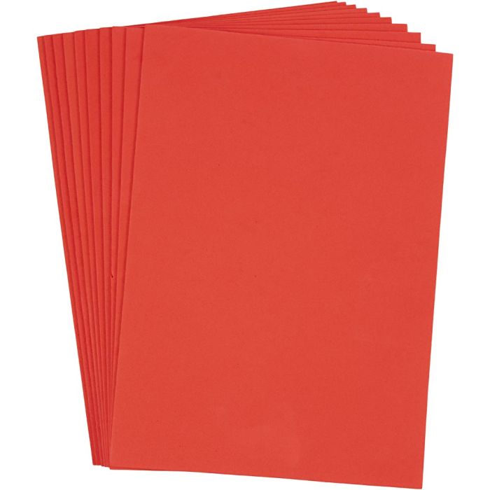 EVA foam, A4, 210x297 mm, thickness 2 mm, red, 10 sheet/ 1 pack