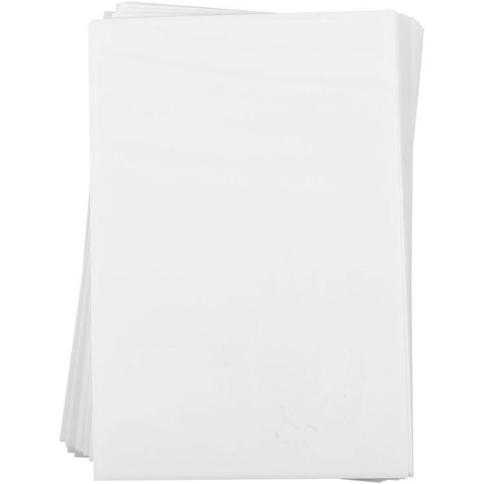 Shrink Plastic Sheets, 20x30 cm, 0,3 mm, matt white, 100sheet/ 1 pack