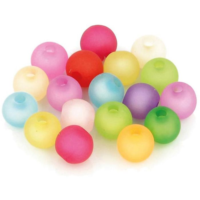 Round coloured beads frost, dia. 8 mm, mute colours, 120 pc/ 1 pack