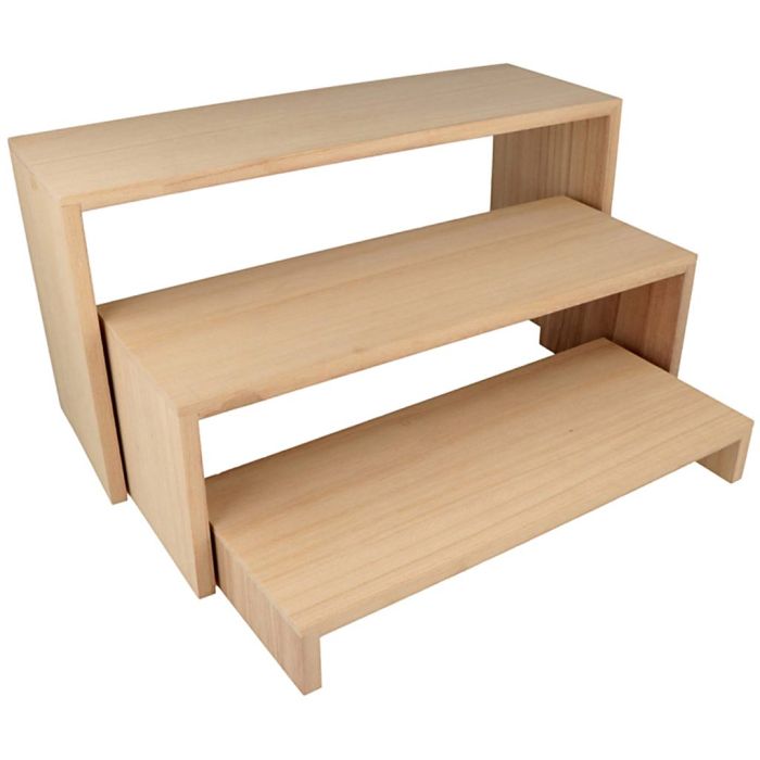 Display with wooden nesting shelves, H: 4+11+18, L: 29+32+35, W: 12+12+12, 3 pc/ 1 pack